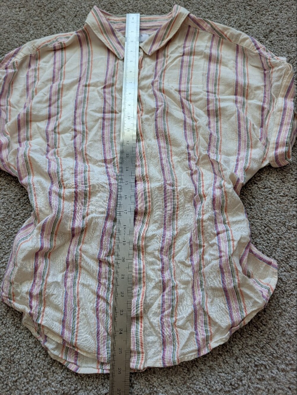 unTuckit for Her Womens Yellow Pink Striped Issa Linen Blend Tie Shirt Size 14 - Picture 8 of 9